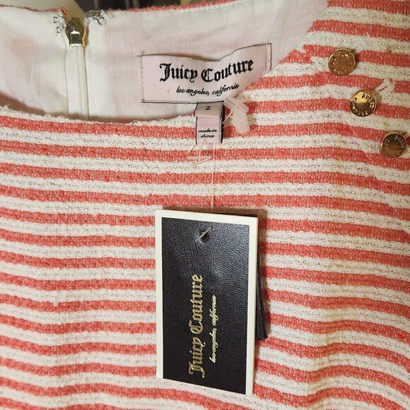 Juicy Couture Angel Boucle Striped Textured Mini Dress 2 NWT Orange/White - Picture 6 of 12